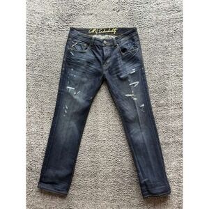 Cult Of Individuality Distressed Rebel Straight Denim Jeans Blue Men Size 34X34
